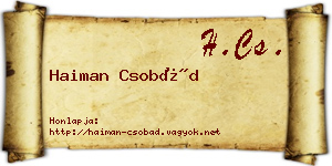 Haiman Csobád névjegykártya